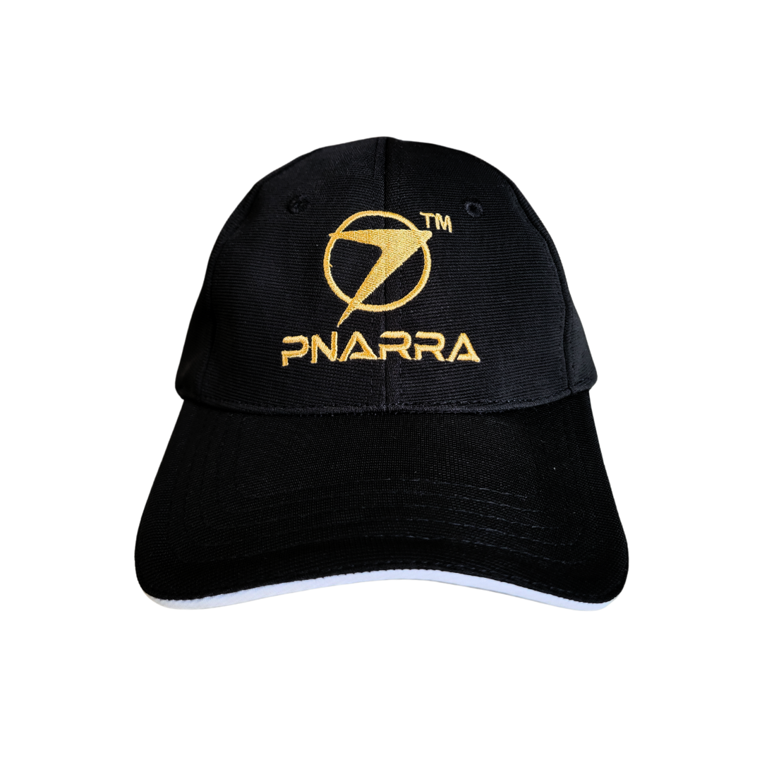 PNARRA Black Sports Cap – Stylish and breathable headwear for athletes.