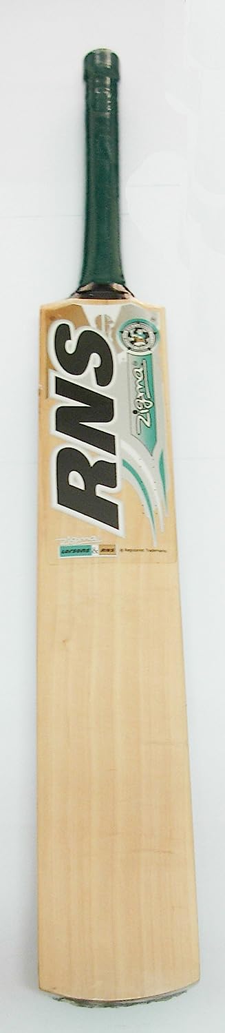  RNS Professional Kashmir Willow Cricket Bat, crafted from premium Kashmir willow for durability and performance, ideal for hard tennis balls and suitable for leather balls. Available in sizes 5 and 6, designed for optimal stroke play and consistent performance. Note: Actual bat design may differ slightly from the image shown.