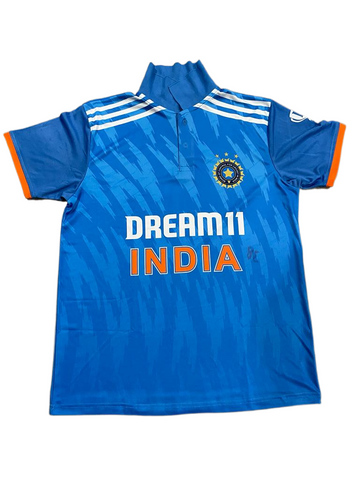 Official Team India Cricket World Cup 2023 ODI Jersey, made from high-quality fabric for comfort and durability, designed for both fans and players.