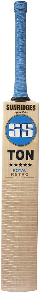 Front view of the SS Retro Royal Cricket Bat - Size 6, featuring a clean bat face and modern aesthetics for improved performance.