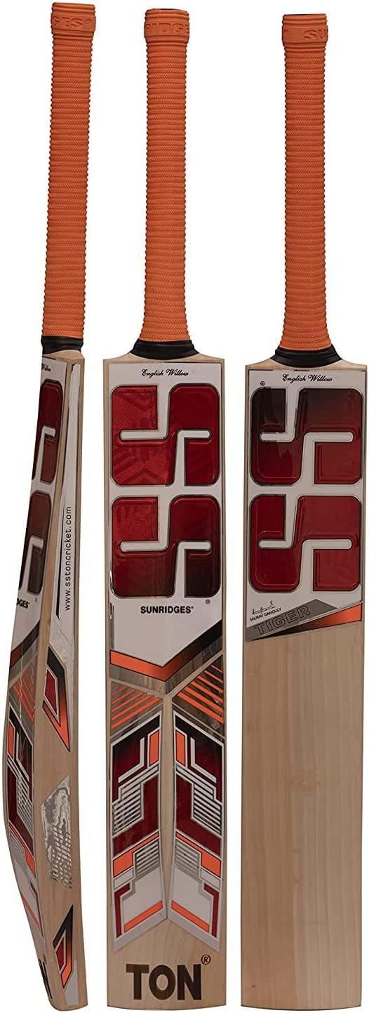 Full view of SS Tiger Cricket Bat - Harrow showcasing its modern shape and high-performance design for optimal play.