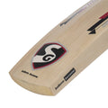 Close-up view of the Finest English Willow Cricket Bat, highlighting the spine and toe profile. The hard-pressed, traditionally shaped design ensures excellent stroke play and durability.